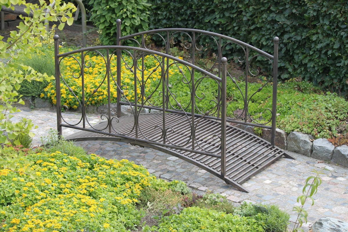 GARTENBRÜCKE Paris Geländer Antik-Optik Schwarzbraun 91,7x79,3x181,4cm - Schwarz, Metall (181.4/79.3/91.7cm) - DELUKE