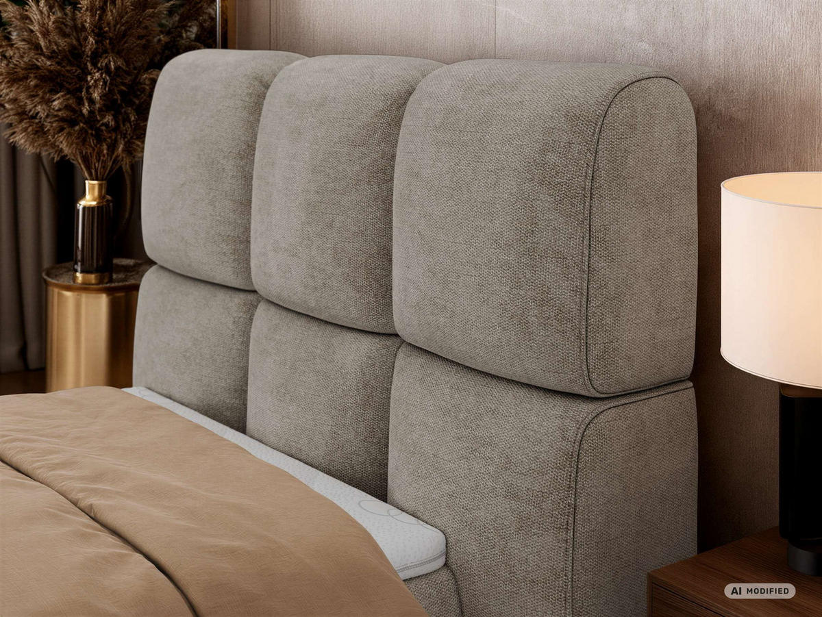 BOXBETT NIRA 90/200 - Greige Stukture - Topper Visco - H3 - Greige/Schwarz, Kunststoff/Textil (200/90cm) - MKS