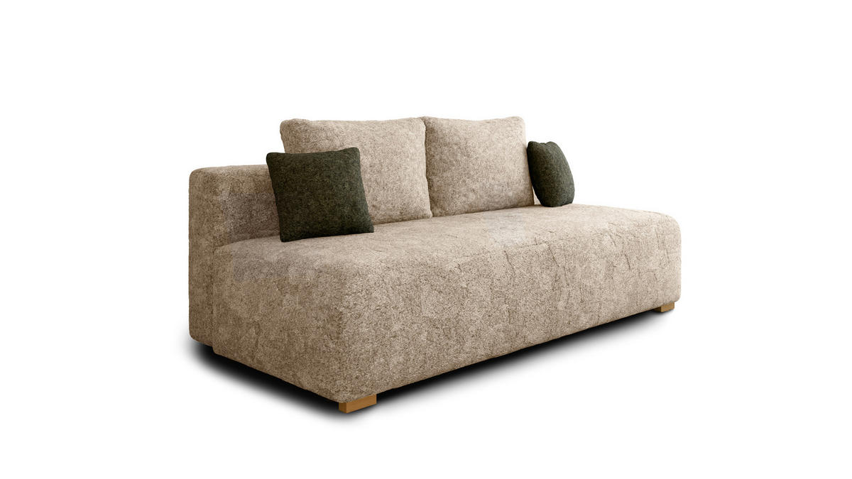 SCHLAFSOFA - Polstersofa aus Bouclé - Beige (Arena 2 + Arena 12 Kissen) - Beige/Grün, Holzwerkstoff (200/90/100cm) - Möblo