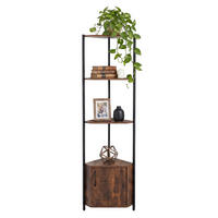 ECKREGAL Vintagebraun 5 Ebenen mit Schrank - Multicolor, Holzwerkstoff/Metall (44.5/147/30cm) - Relaxdays