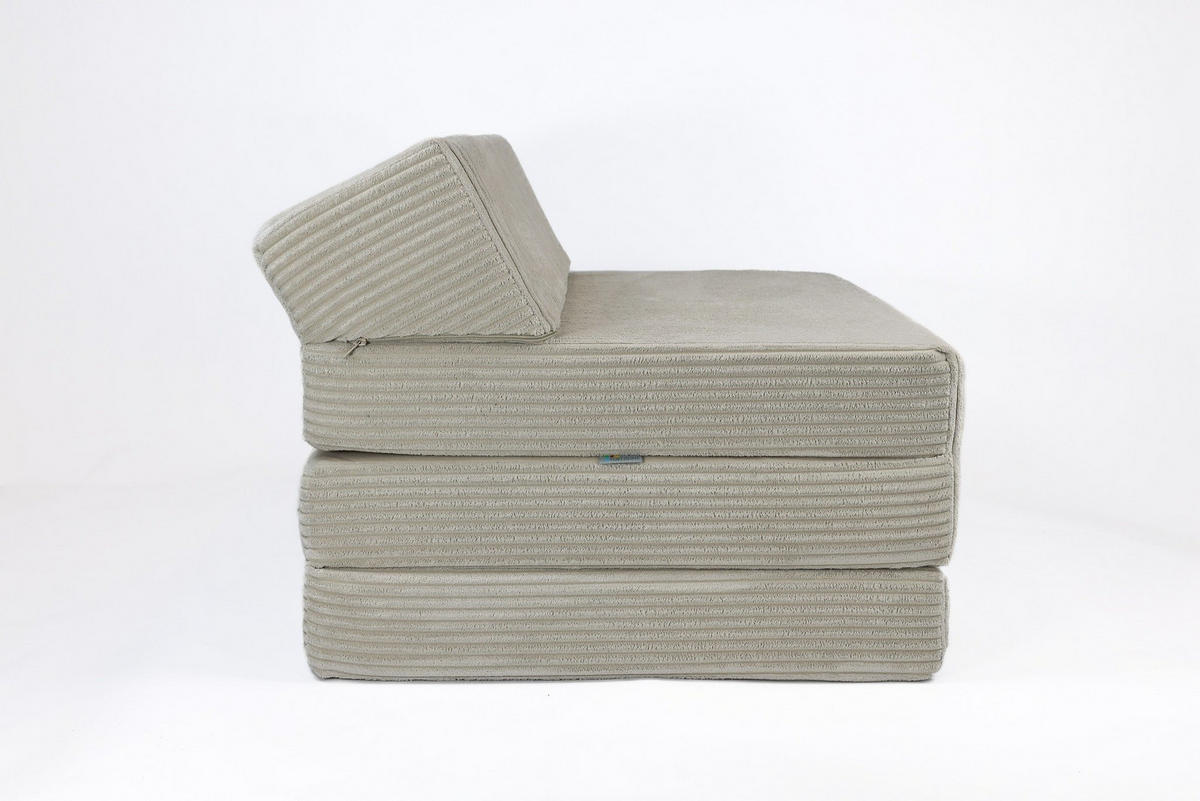 KLAPPMATRATZE MIT KOPFTEIL aus Kuschel-Cord in Beige - Beige, Textil (70/200cm) - Fortisline