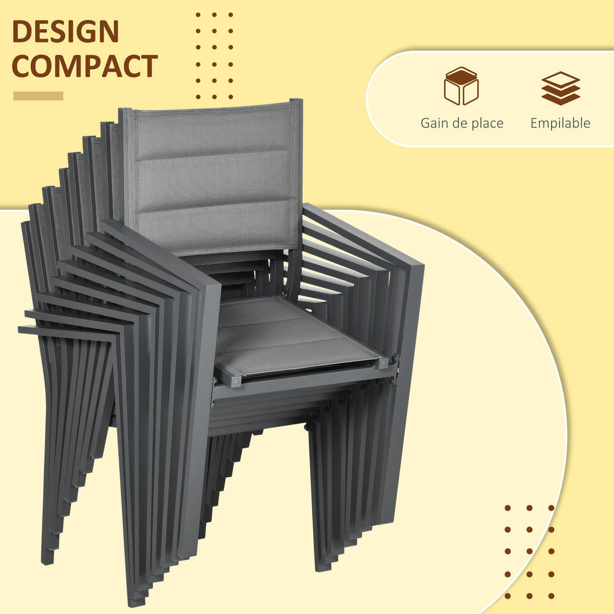 GARTENTISCHGRUPPE DE-18087 ausziehbar 135-270 cm, Aluminium/Textilene Grau - Grau, Metall - ComfortXL