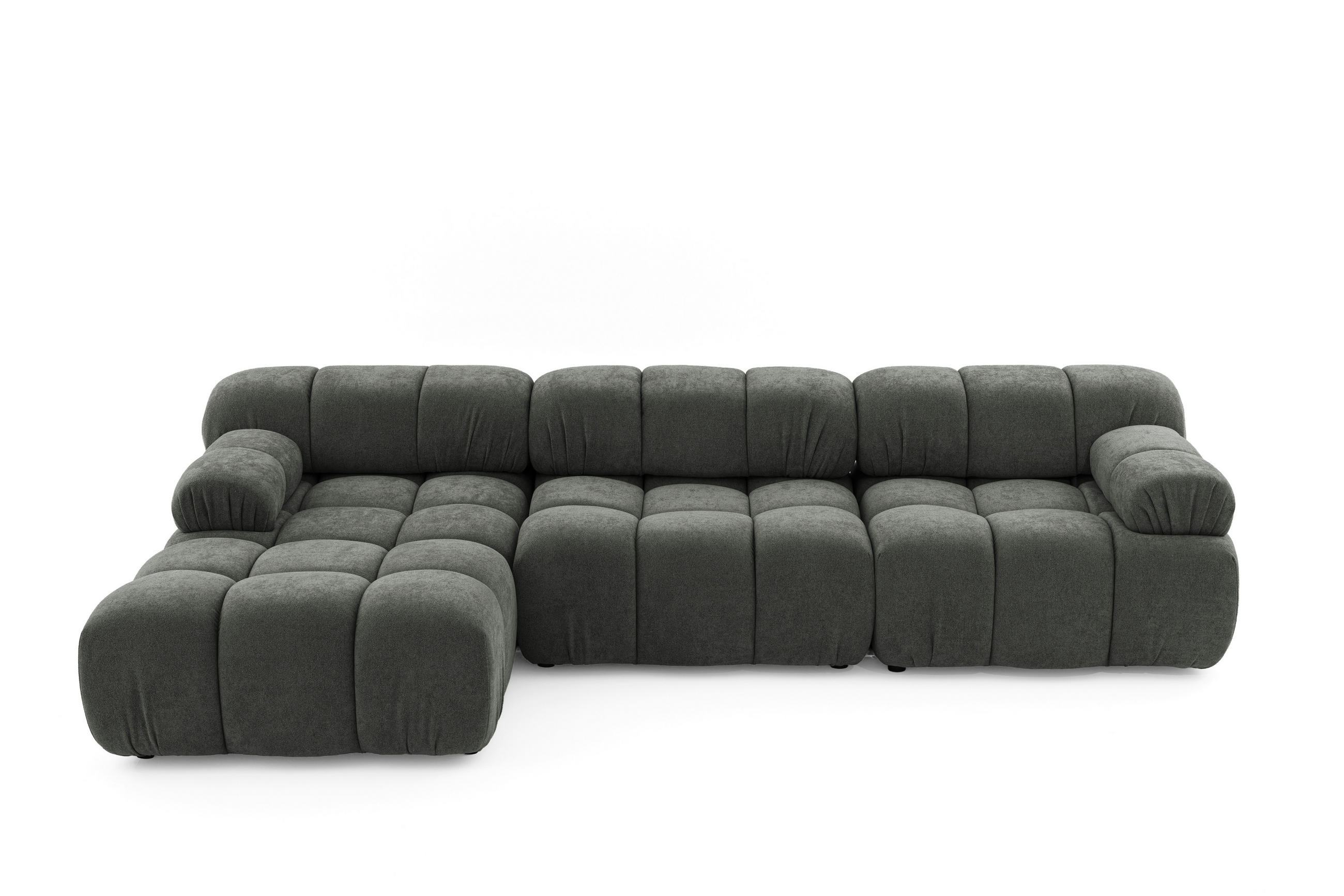 MODULARES Ecksofa MOMENTUM L, Links, Breite 282 cm, strukturierter Stoff, Dunkelgrau - Chromfarben/Dunkelgrau, Holz/Textil (282/155cm) - Muffo