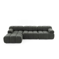 MODULARES Ecksofa MOMENTUM L, Links, Breite 282 cm, strukturierter Stoff, Dunkelgrau - Chromfarben/Dunkelgrau, Holz/Textil (282/155cm) - Muffo
