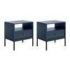2ER-SET Nachttische mit 1 Schublade & 1 Ablage - Blau - BOGDAN - Blau, Holz (54/56/39cm) - Vente-Unique