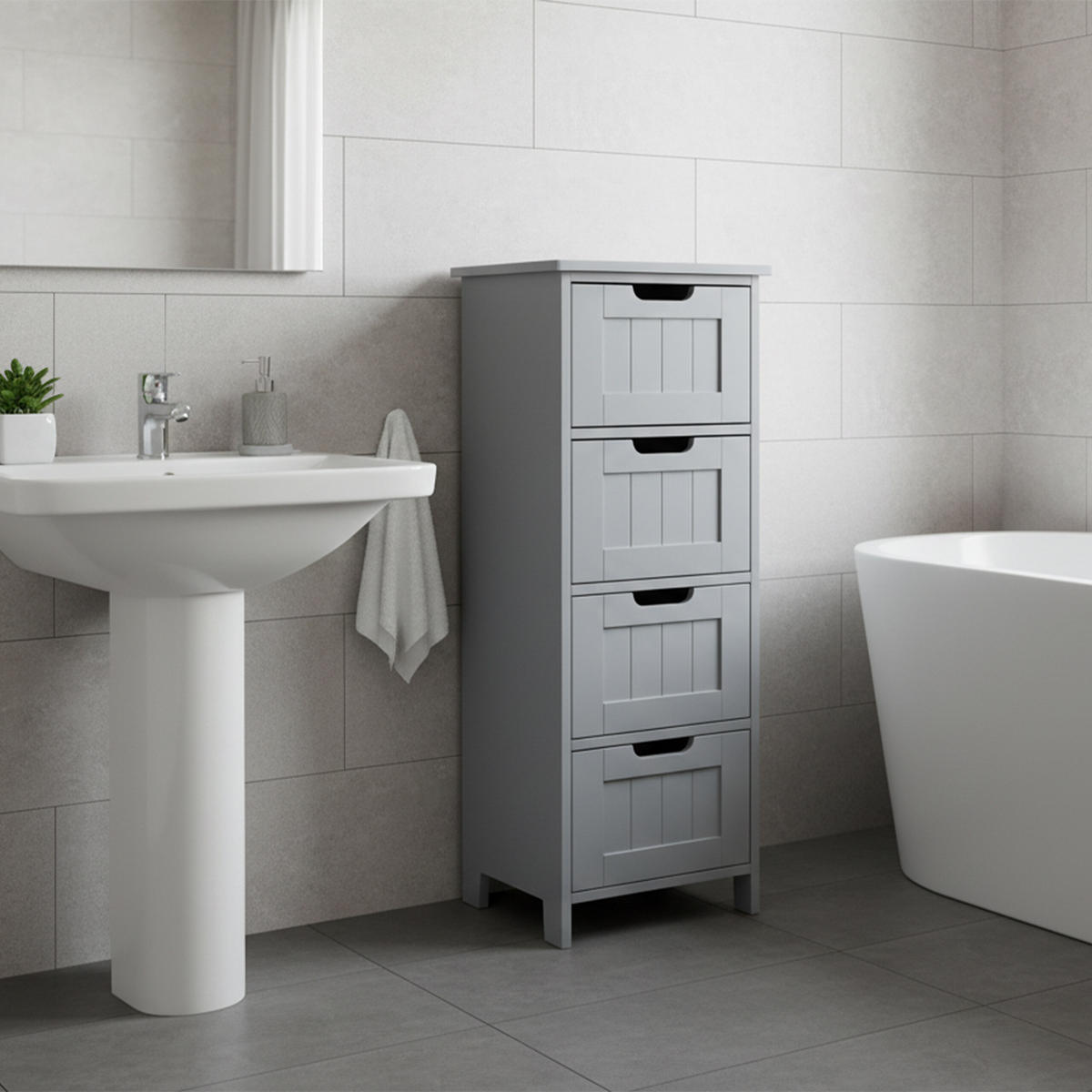 KÚPEĽŇOVÝ šatník - sivá, kompozitné drevo (30/82/30cm) - Relaxdays