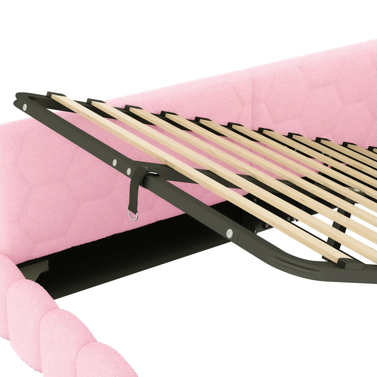 POLSTERBETT 90/200 cm Rosa aus Vliesimitat mit Stauraum - Rosa, Textil (90/200cm) - OKMYHOME