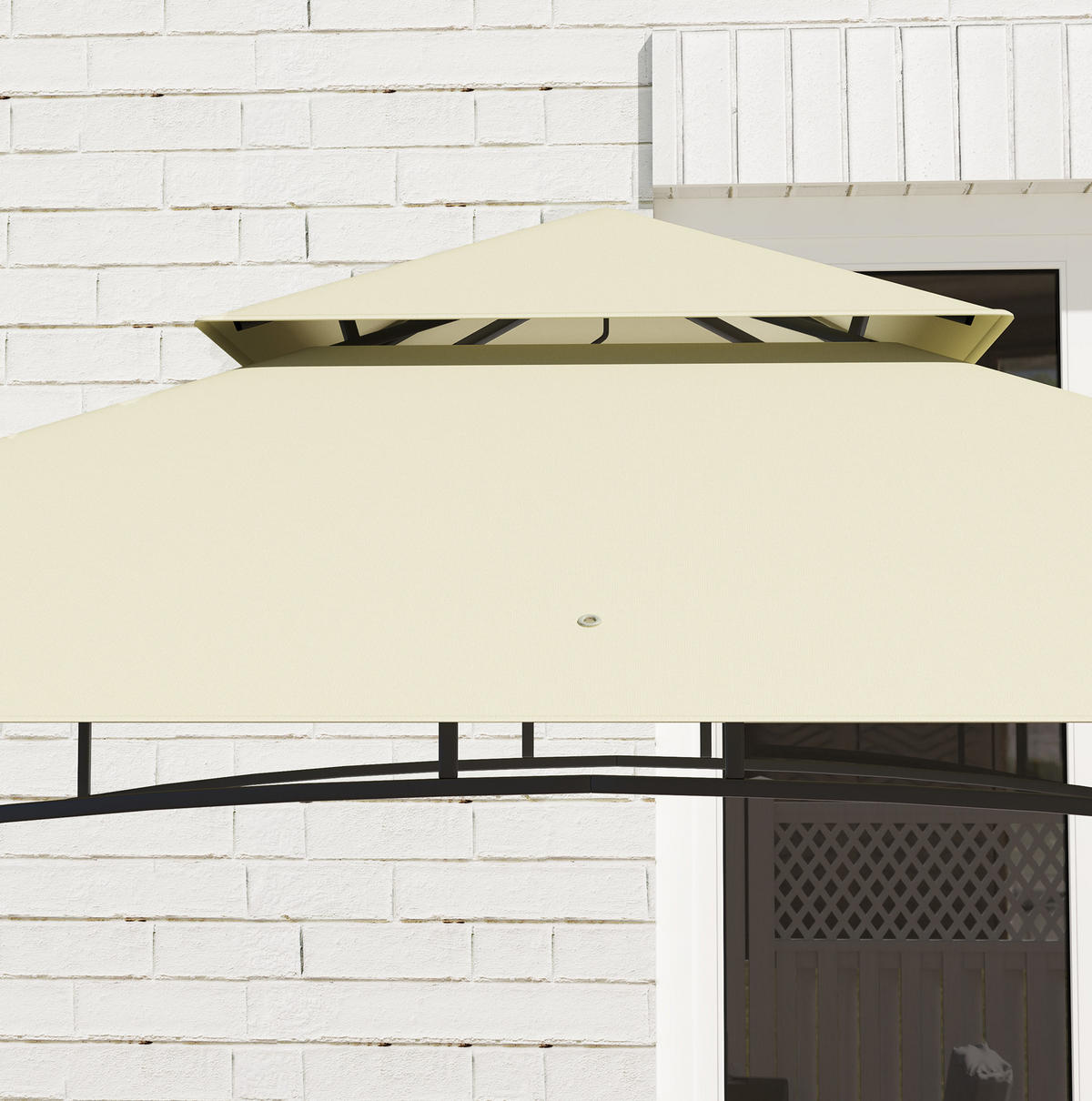PAVILLONS aus Stahl 240x150x257 cm in Beige mit Doppeldach - Beige, Metall (240/257/150cm) - Modfu