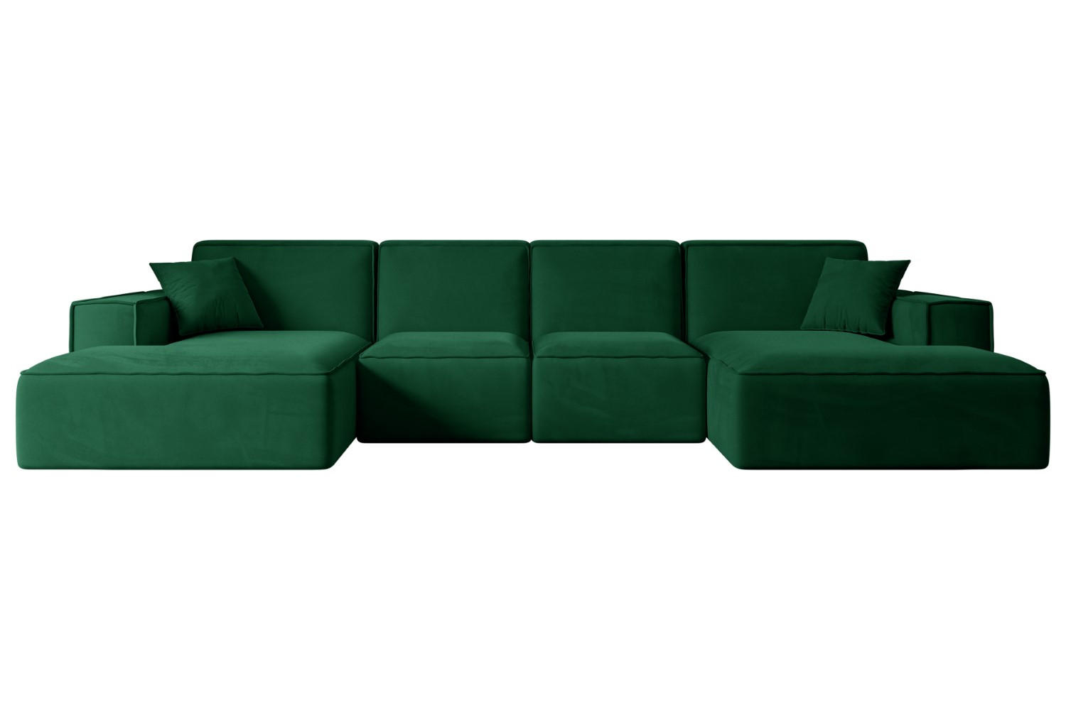 WOHNLANDSCHAFT SIERRA-U - 344x165x73 cm Grün Velours - Schwarz/Grün, Holzwerkstoff/Kunststoff (344/73/165cm) - ALTDECOR