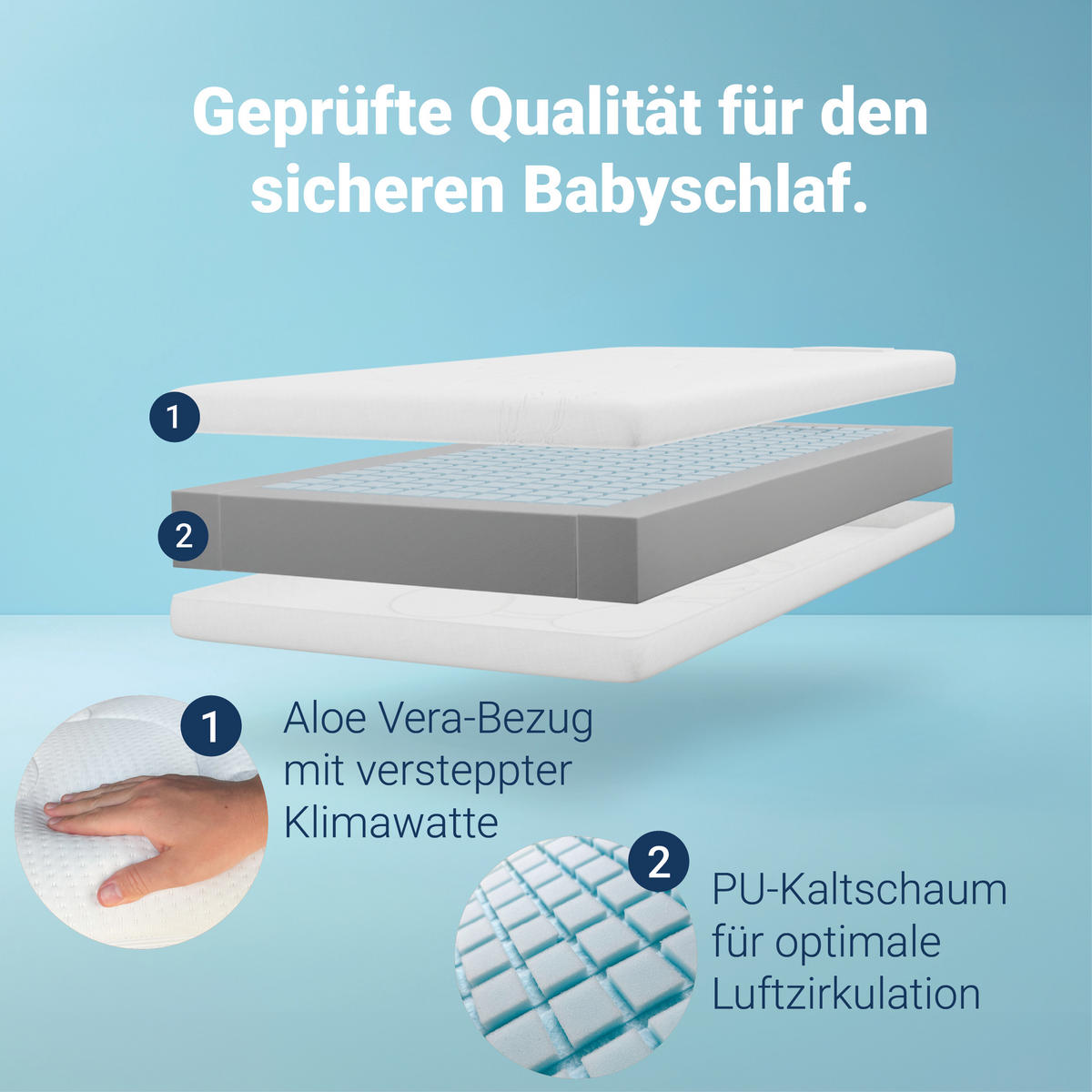 BABYMATRATZE Junior-Duo, mit Trittkante, Größe: 70x160 - Weiß, Textil (70/160cm) - Betten-ABC