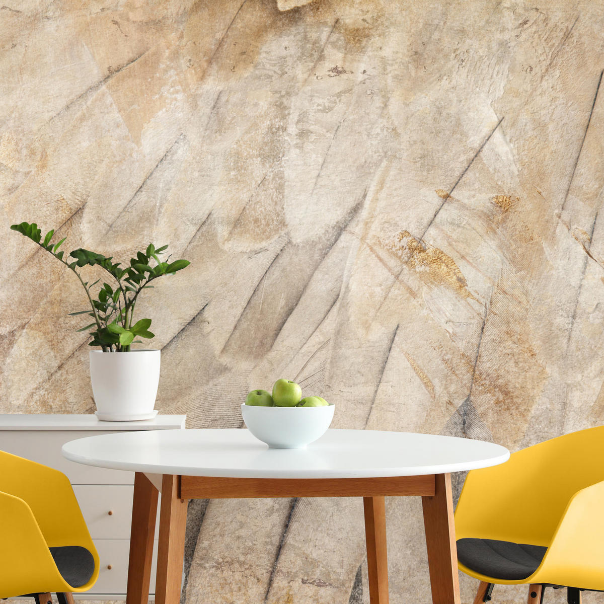 FOTOTAPETE Vogelflügel Beton Retro Stil 450x315 - Beige/Braun, Papier (450/315cm) - Muralo