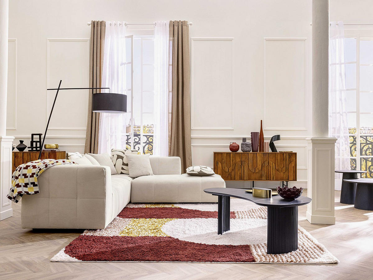 2ER-SET Couchtisch-Set - Eichenfurnier - Schwarz - PIARI - Schwarz, Holz (70/70/50cm) - Vente-Unique