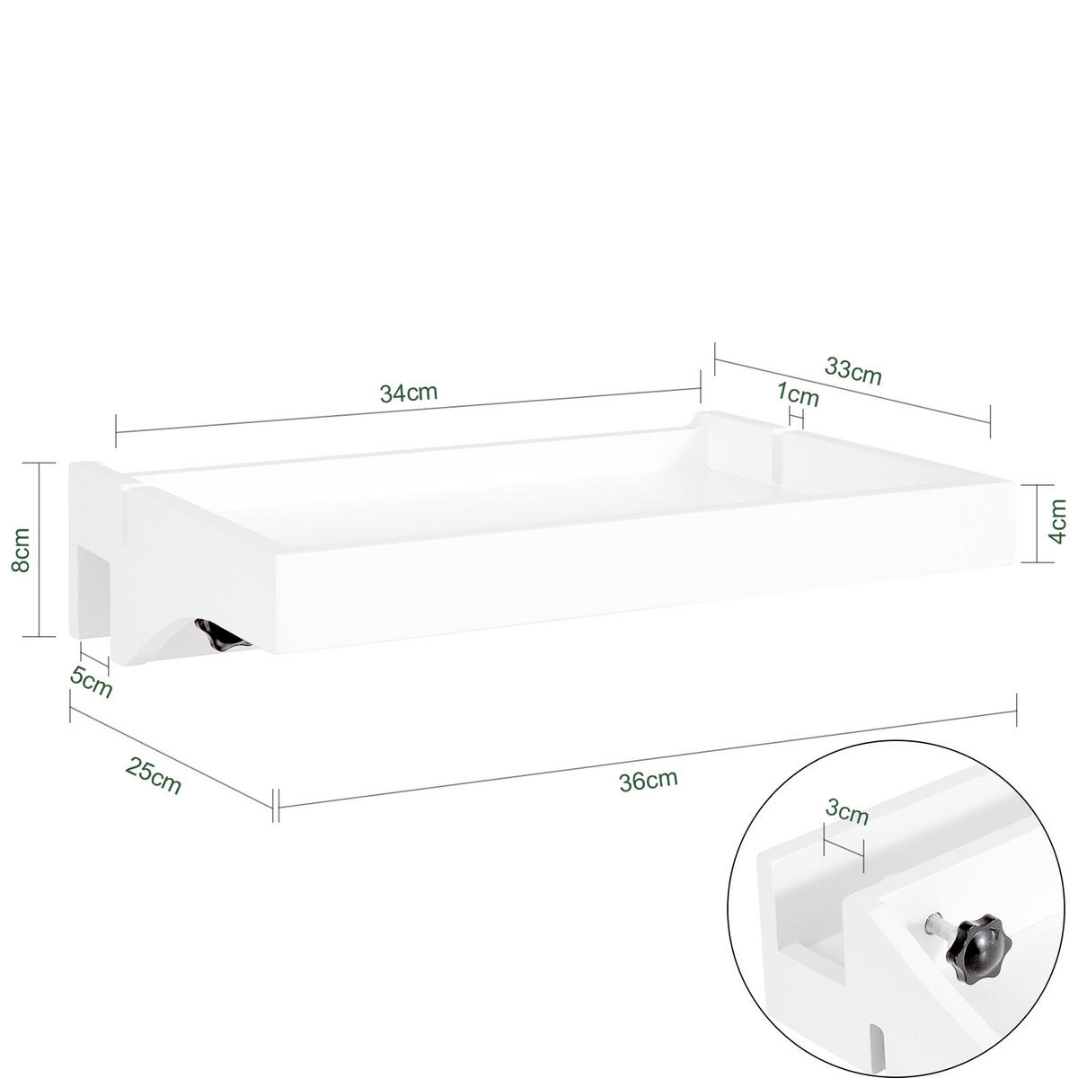NACHTTISCH Bambus Weiß - Weiß, Naturmaterialen (36/9/25cm) - SoBuy