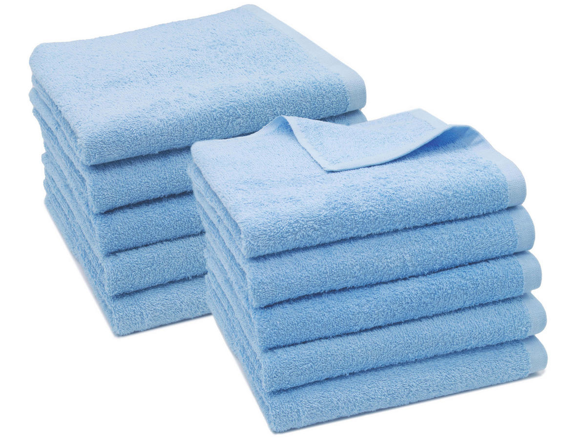 HANDTÜCHER, 10er-Set, 50x100 cm, 80% Baumwolle, 20% Polyester, Blau - Hellblau, Naturmaterialien (50/100cm) - Zollner