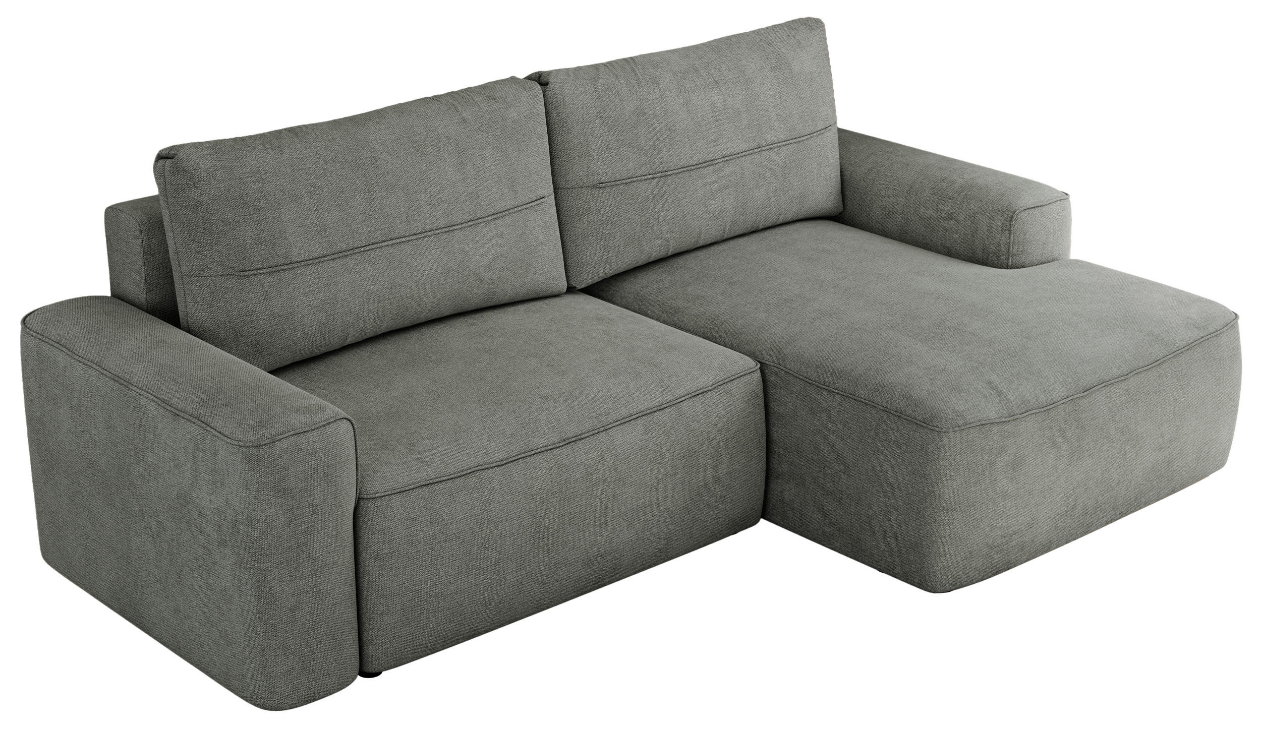 ECKSOFA BELLUNO L Grau Strukture - Rechts - Schwarz/Grau, Textil (233/144cm) - MKS