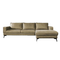 ECKSOFA BLOOM Grün Leder - Schwarz/Grün, Leder (276/177cm) - KAWOLA