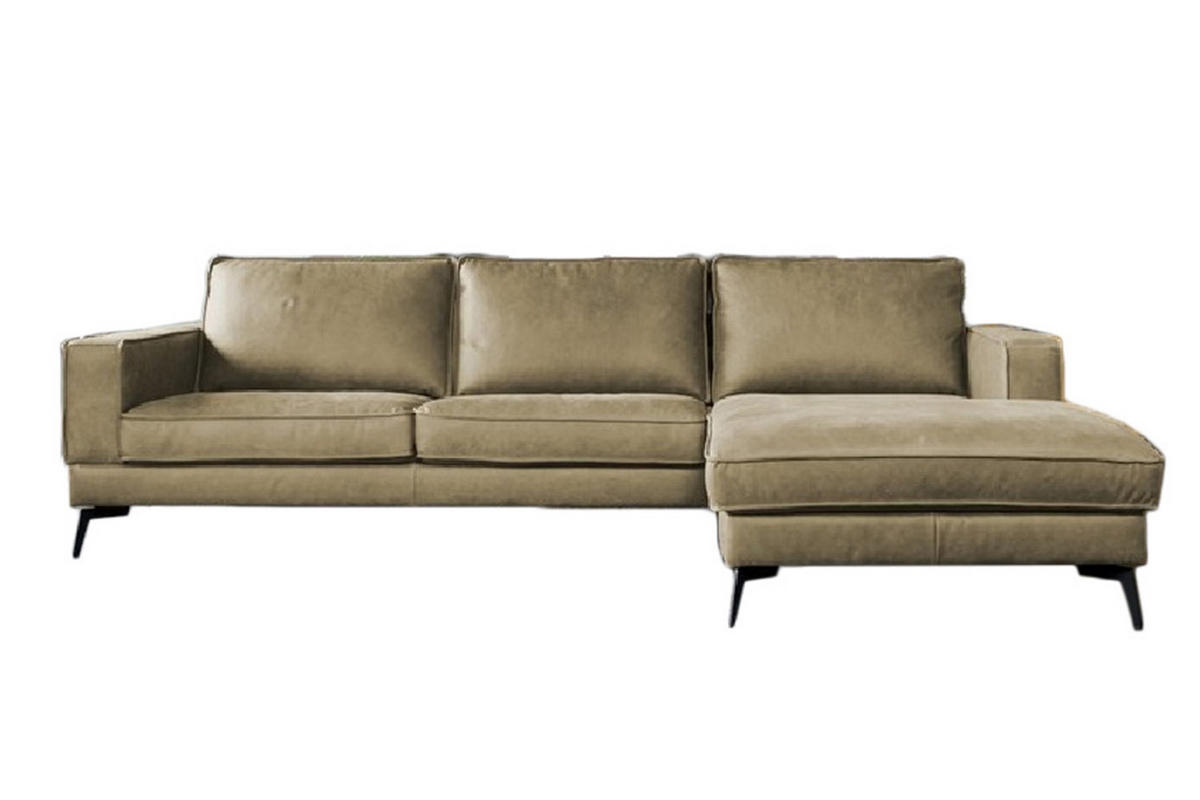 ECKSOFA BLOOM Grün Leder - Schwarz/Grün, Leder (276/177cm) - KAWOLA