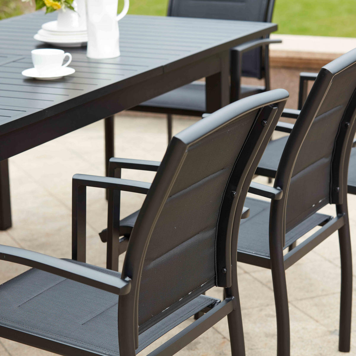 GARTENSTUHL 2-tlg., Schwarz - Schwarz, Metall (66/90/57cm) - Oviala