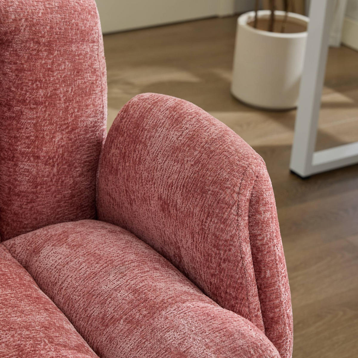 BÜROSTUHL Rosa Drehbar Höhenverstellbar - Pink, Metall (57.5/92.5/60cm) - PANGIVO