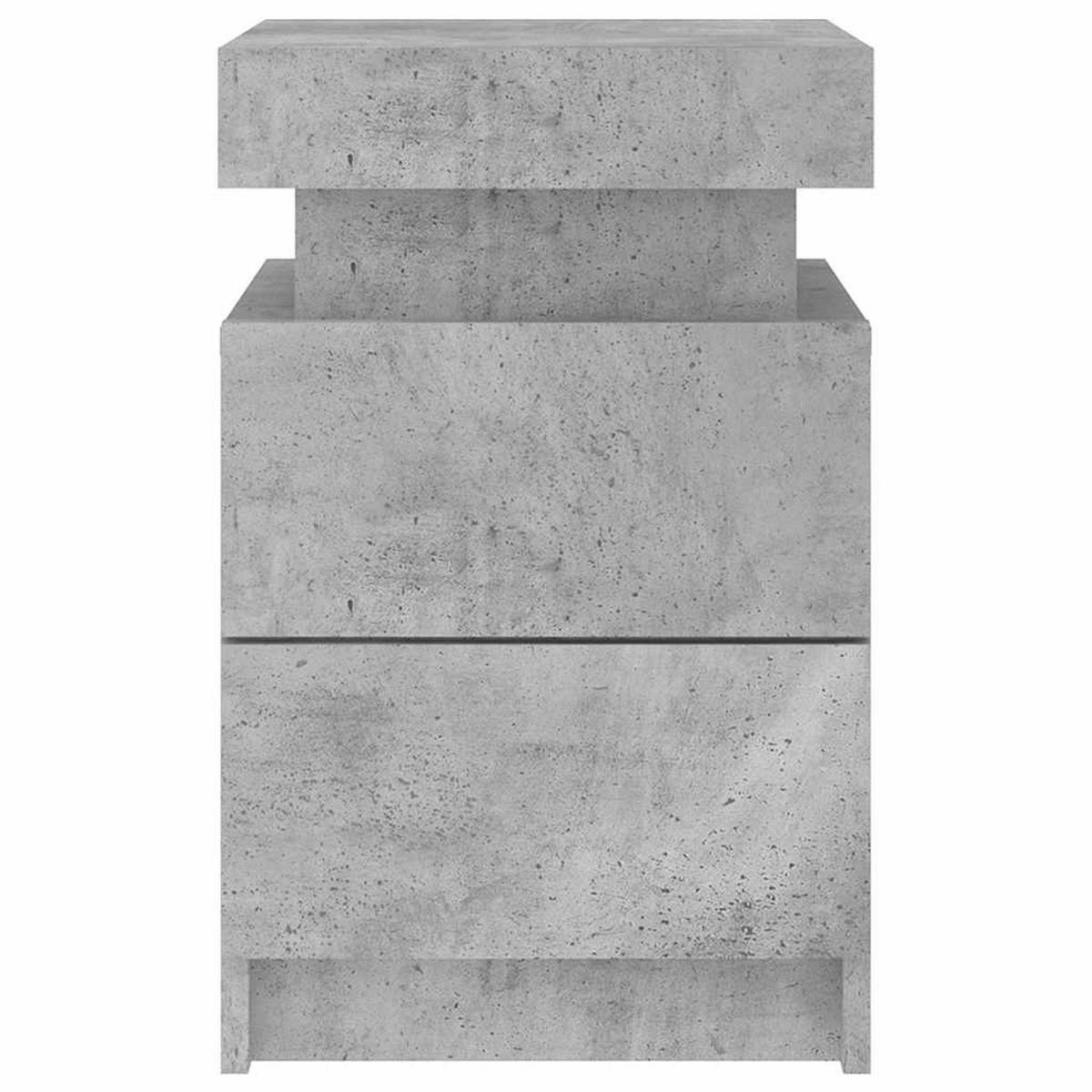 NACHTTISCHE Mit Led-Leuchten 2Er Set Betongrau 35/39/55 Cm - Grau, Holzwerkstoff (39/55/35cm) - vidaXL