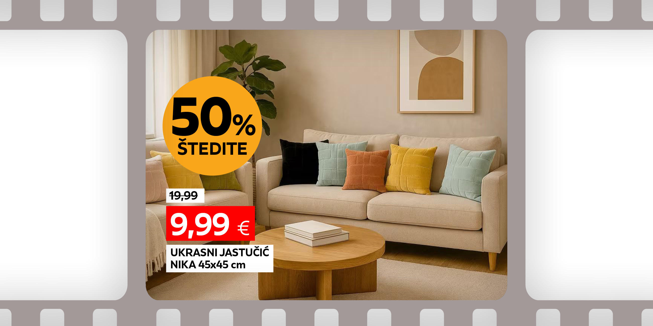 ukrasni jastučić Nika 45x45 cm umjesto 19,99 € nova cijena 9,99 € štedite 50%