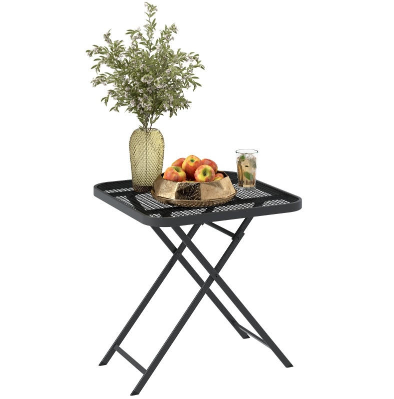 GARTENTISCH aus Stahl 70x70x72 cm Schwarz mit klappbarem Design - Schwarz, Metall (70/70/72cm) - Modfu