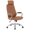 CHEFSESSEL Echtleder Hellbraun - Chromfarben/Hellbraun, Leder/Metall (59/117/57cm) - CLP