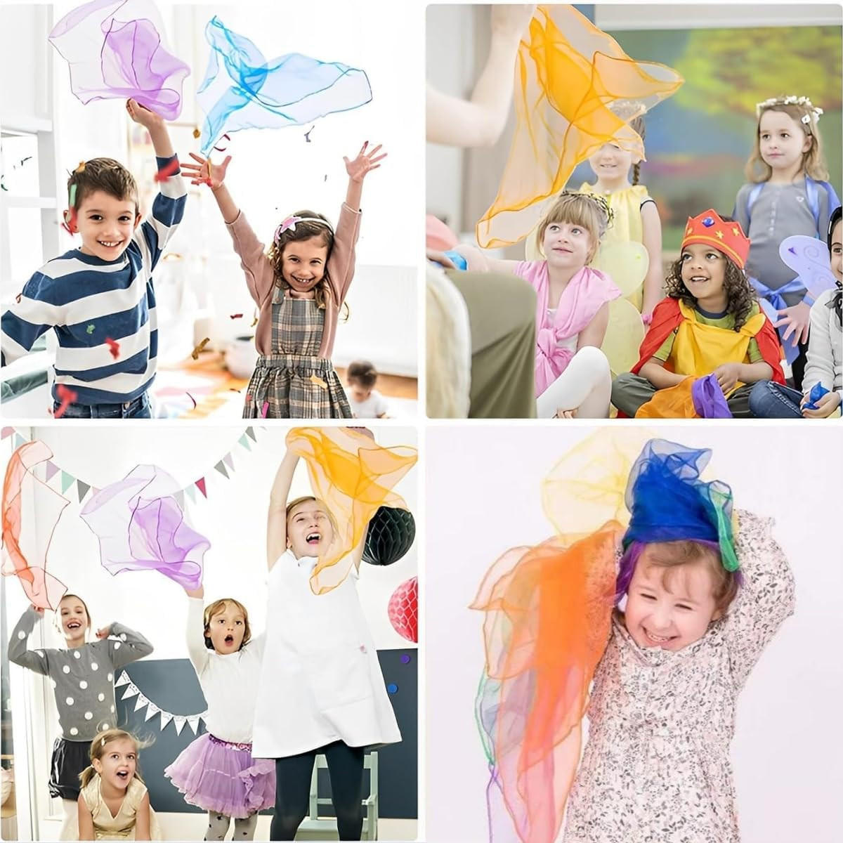 JONGLIERTÜCHER 24 Stück 60x60 cm Bunte Seidentücher Tanz Tücher Kinder - Multicolor, Textil (60/1/60cm)