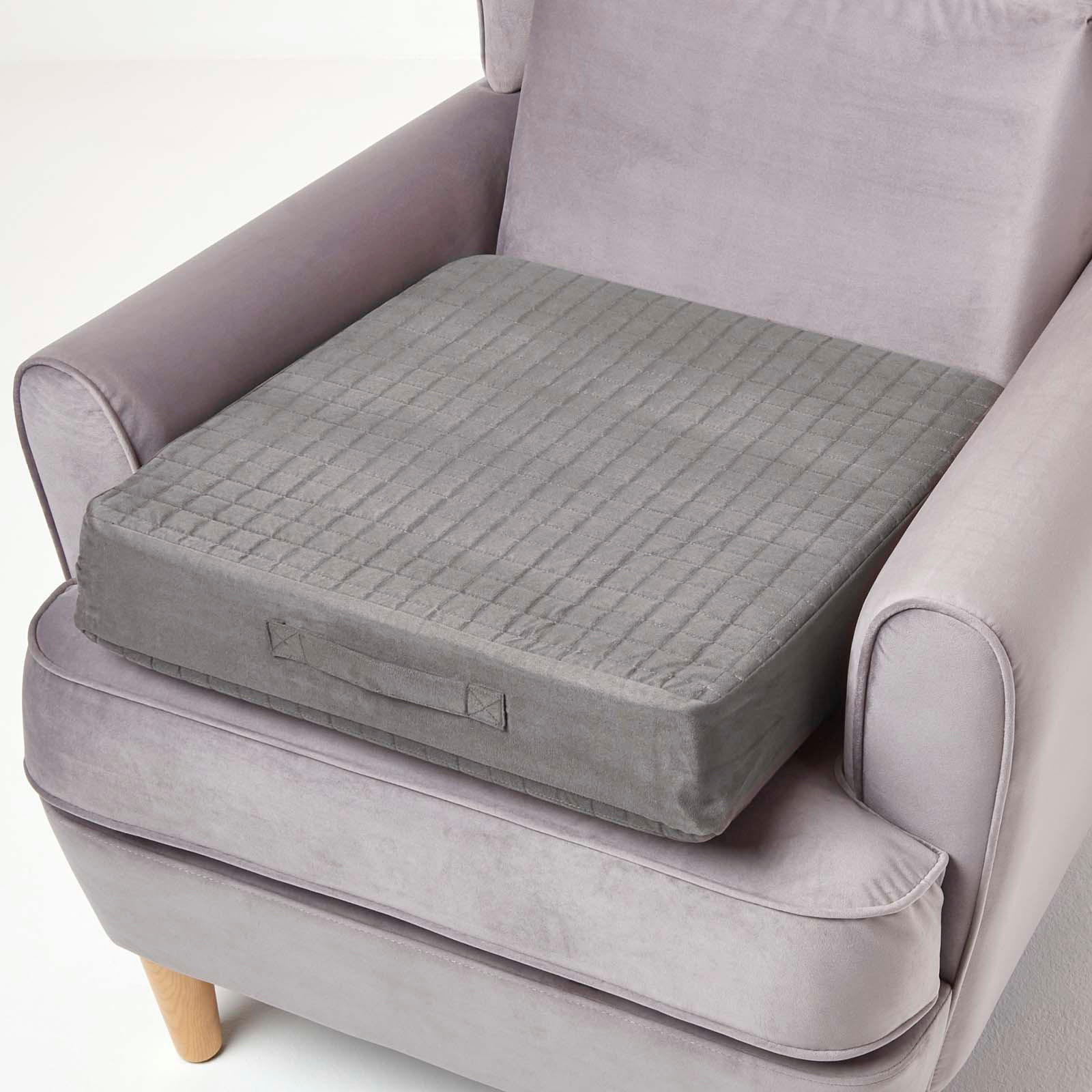 SITZKISSEN-BEZUG grau 50/50/10 – Kissenhülle wattiert, Velours - Grau, Textil (50/50/10cm) - Homescapes