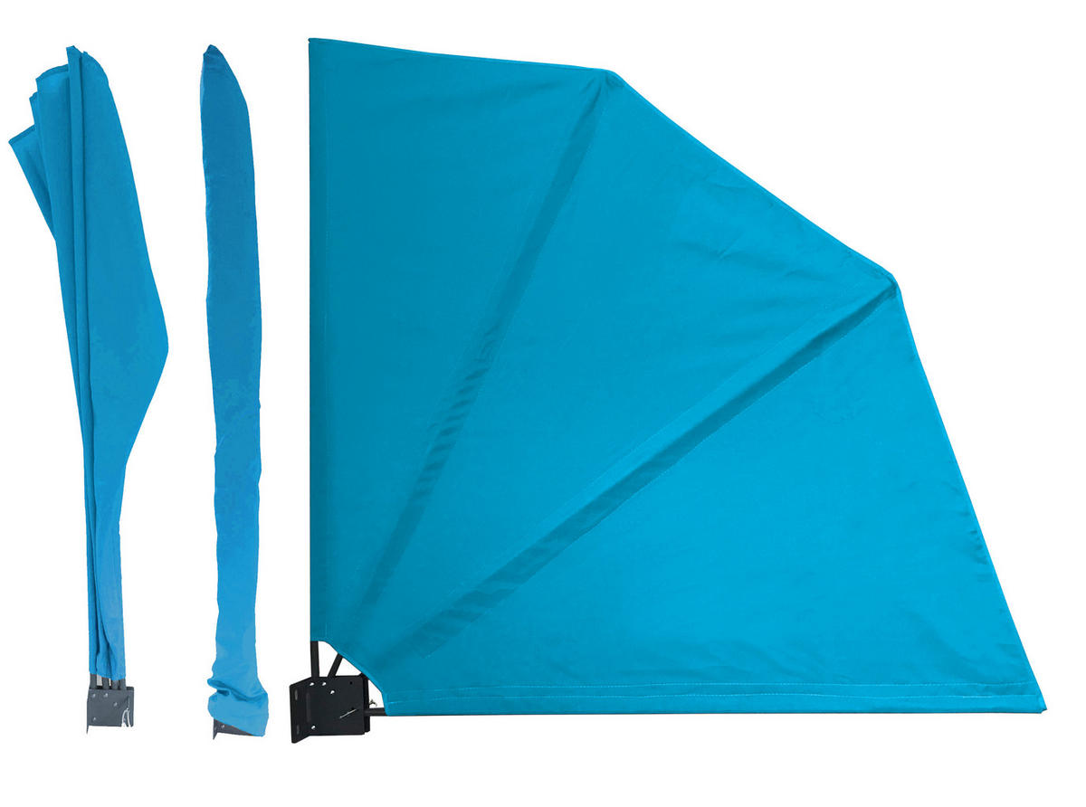 SICHTSCHUTZFÄCHER 115x115 cm Horizon Blue mit Easy Mount Wandplatte - Türkis, Metall (2/115cm) - QUICK STAR