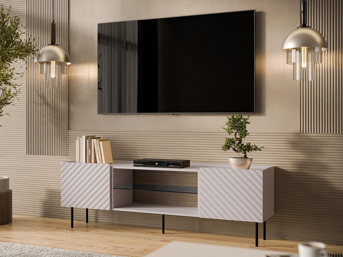 TV-LOWBOARD Lucca 180 2D EF - Kaschmir/Schwarz, Holz/Holzwerkstoff (181/59/40cm) - MIRJAN24