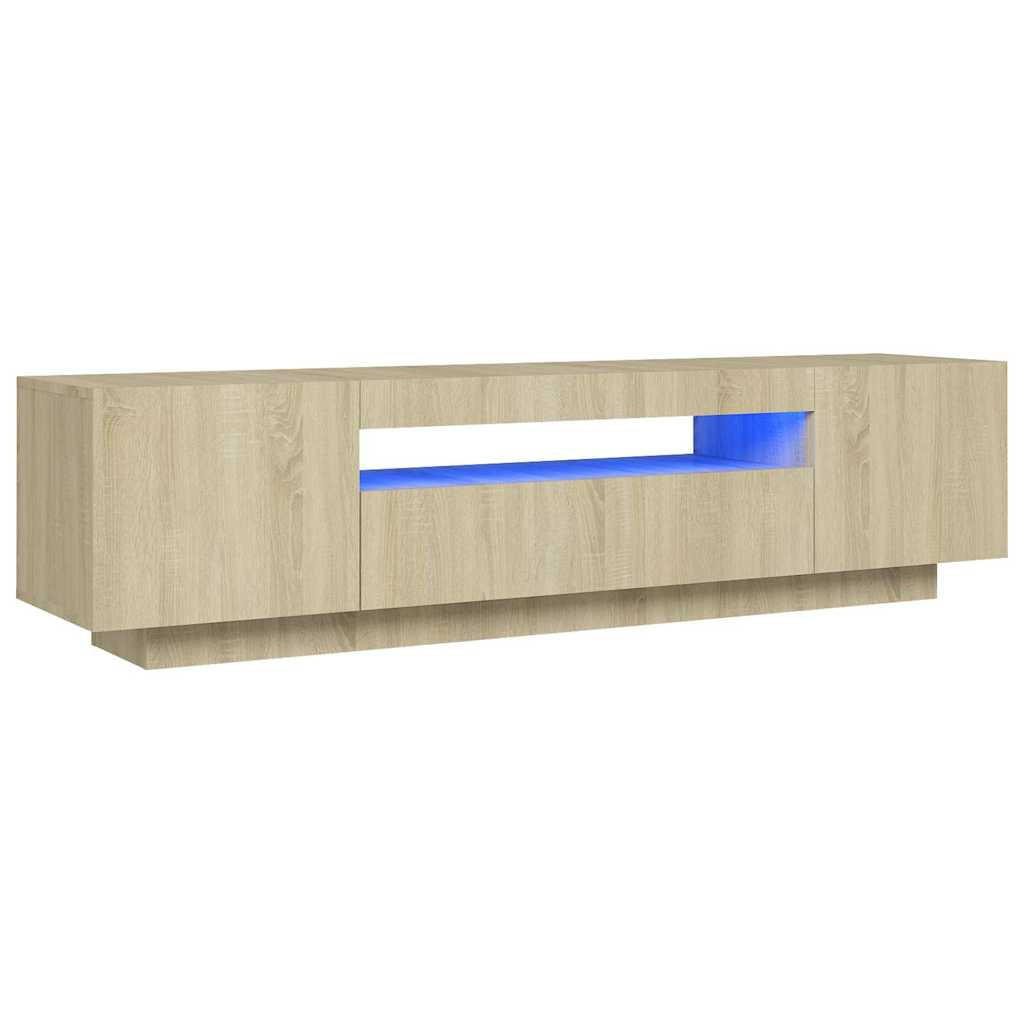 LOWBOARD mit Led-Leuchten 160/35/40 cm aus Holzwerkstoff in Sonoma-Eiche Dekor - Sonoma Eiche, Holz (160/40/35cm) - vidaXL