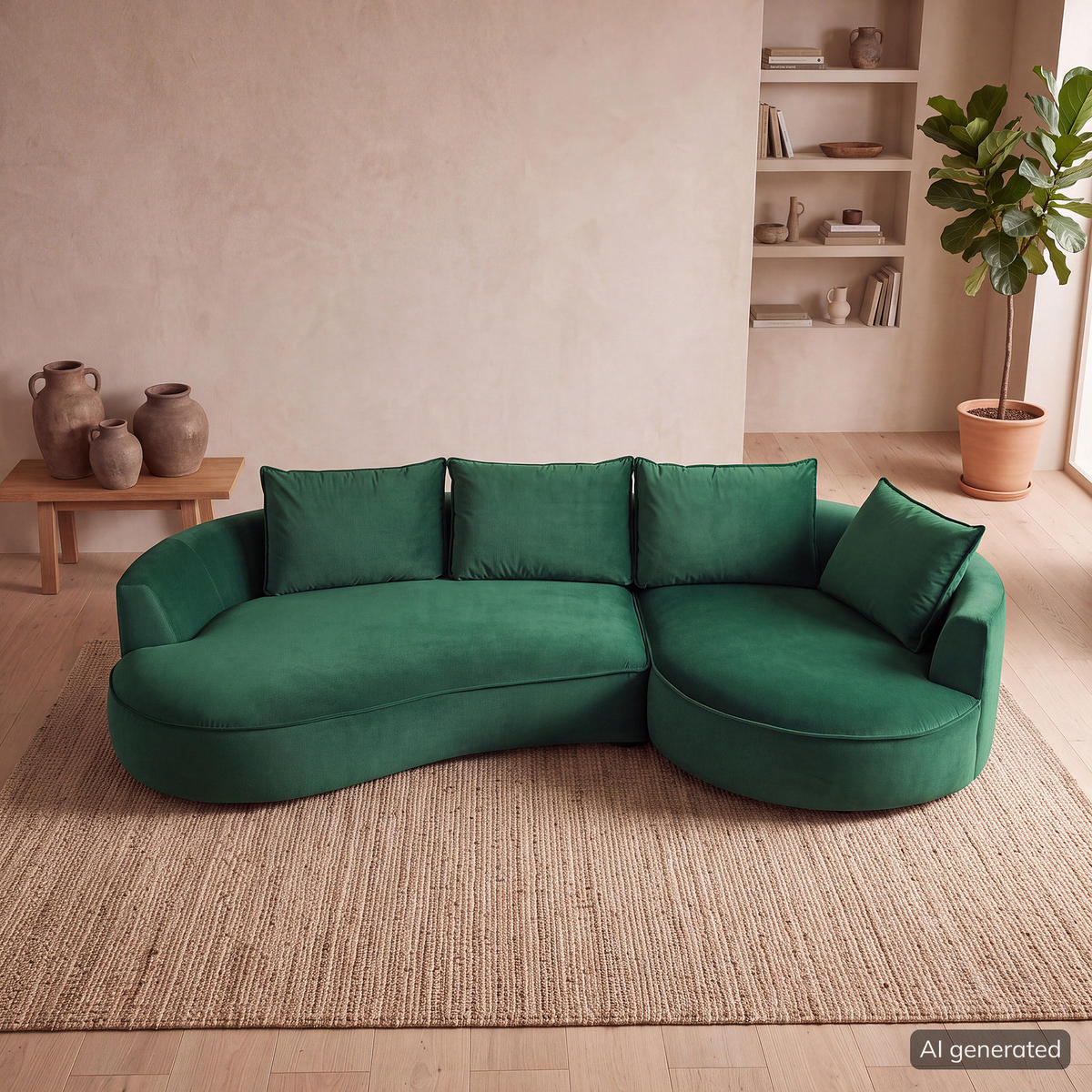 BIGSOFA - Dunkelgrün, Naturmaterialien/Kunststoff (322/82/154cm) - home24