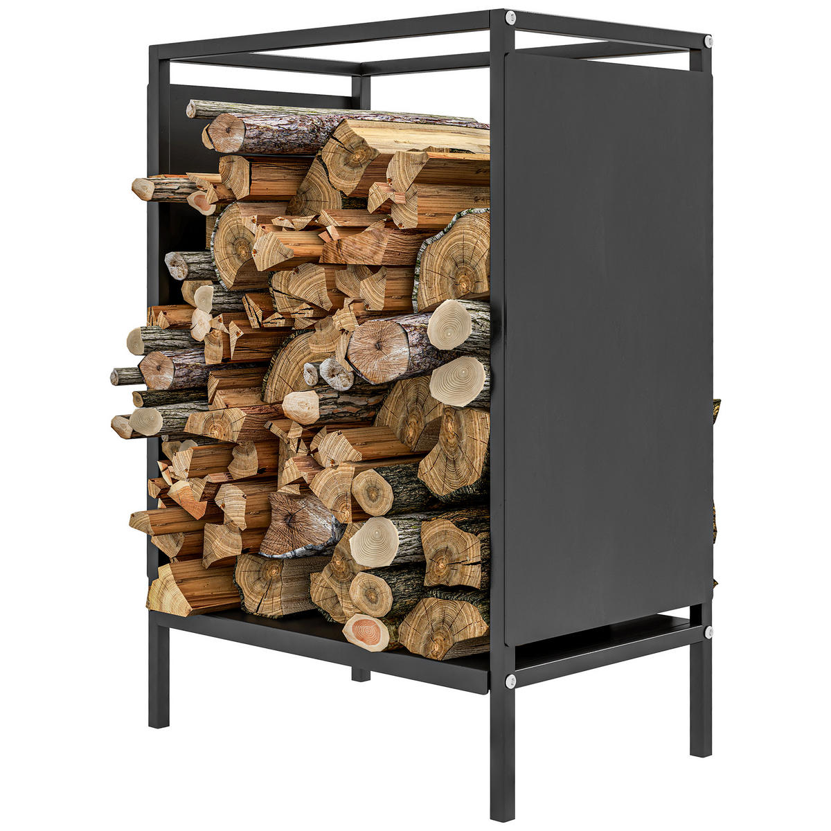 KAMINHOLZREGAL DE-18370 kompakt mit 50 kg Tragfähigkeit Schwarz - Schwarz, Metall (28/65/44cm) - ComfortXL