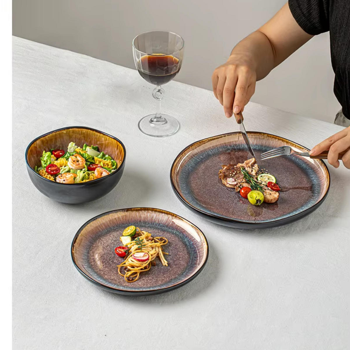 FRÜHSTÜCKSTELLER 6er-Set Keramik Braun 21,7 cm - Braun, Keramik (21.7/1.5/21.7cm) - Quality Elegance