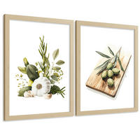 PLAKAT Sada 2 Vintage olivy A3 Lehký dřevěný rám - béžová, papír (29.7/1/42cm) - Nacnic