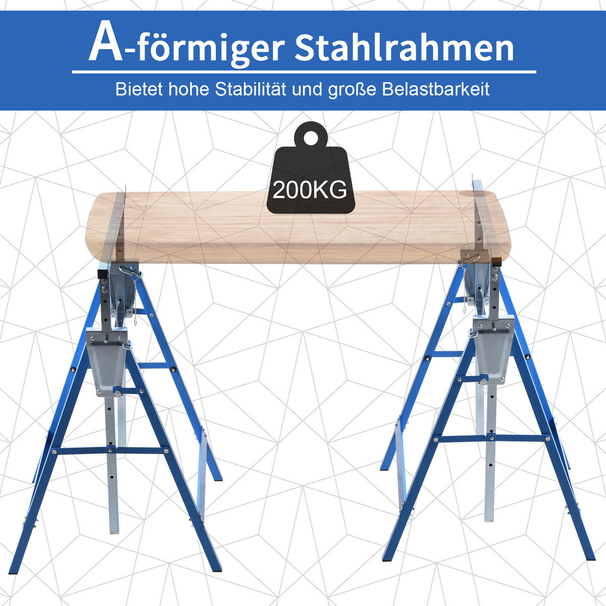 UNTERSTELLBOCK, 2 x Gerüstbock, Stahl - Blau, Metall (68/58/130cm) - HOMCOM