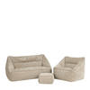 SITZSACK-SET 3-tlg, Sofa Chenille Cecilia, Sitzsack Sessel mit Hocker - Beige, Kunststoff/Textil (160/70/93cm) - icon