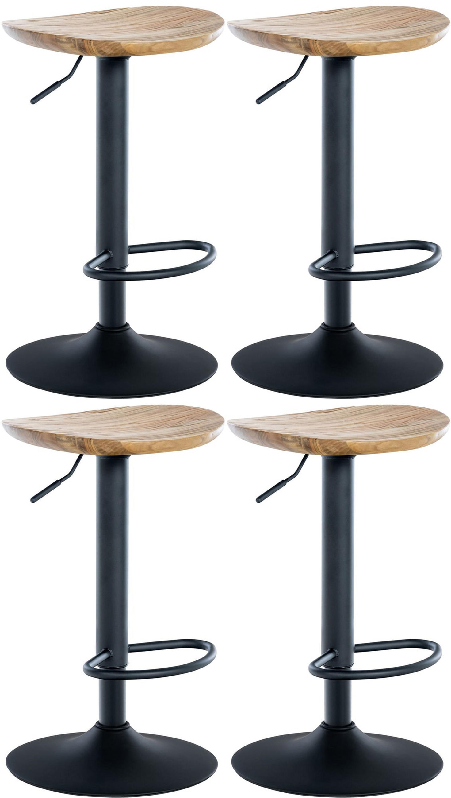 BARHOCKER 4er Set Shelton natura - Schwarz/Naturfarben, Holz/Metall (41/80/38.5cm) - TPFLiving