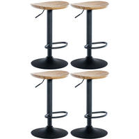 BARHOCKER 4er Set Shelton natura - Schwarz/Naturfarben, Holz/Metall (41/80/38.5cm) - TPFLiving