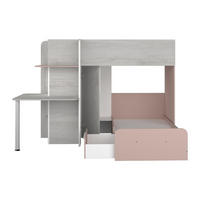 ETAGENBETT - 2 Personen - holz - hellgrau, puderrosa Samuel - Hellrosa/Hellgrau, Holz (90/190cm) - Vente-Unique