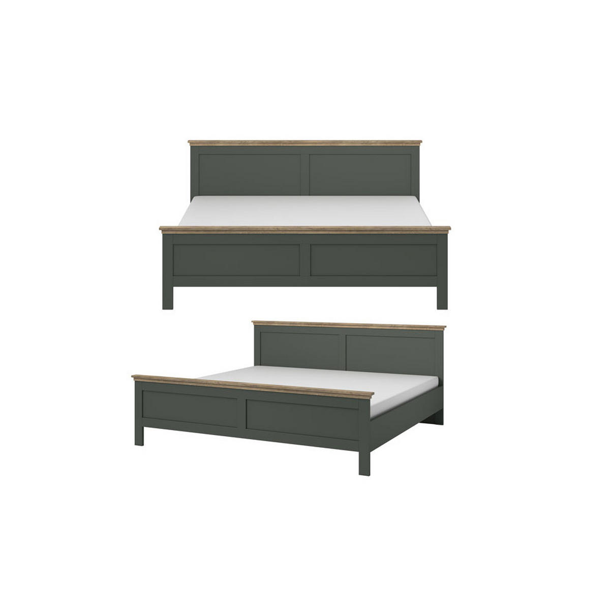 SCHLAFZIMMER-SET Evora grün / eiche lefkas 3-teilig - Braun/Grün, Holz/Holzwerkstoff (160/200cm) - Feldmann-Wohnen