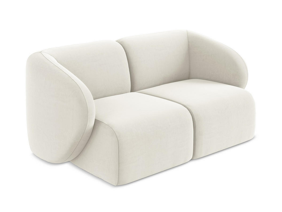 2-SITZER-SOFA Samt Stoff Beige - Creme/Schwarz, Holzwerkstoff/Kunststoff (174/75/94cm) - Makamii