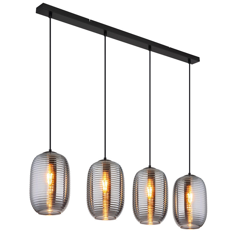 PENDELLEUCHTE Metall Schwarz Rauchglas - Schwarz, Glas (109/20/120cm) - Globo Lighting