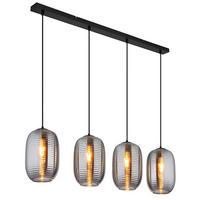 PENDELLEUCHTE Metall Schwarz Rauchglas - Schwarz, Glas (109/20/120cm) - Globo Lighting