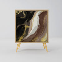 SIDEBOARD GOLD DUST, Eichefarben, 57,5x42x75,5 cm, Goldfarbene Metallfüße - Eichefarben/Goldfarben, Holzwerkstoff/Metall (57.5/75.5/42cm) - SpaceRebels