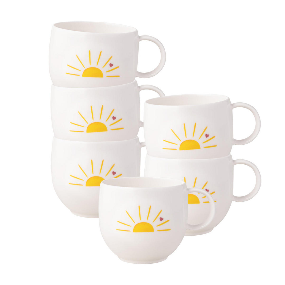 HENKELBECHER HELLO SUNSHINE With Love weiß-gelb 290 ml 6er Set - Gelb/Weiß, Keramik (0.29L) - Villeroy & Boch