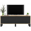 TV-SCHRANK Apollo2 Eiche wotan Schwarz Matt mit Metallbeinen 150/53/35 cm - Schwarz, Holzwerkstoff/Metall (150/53/35cm) - Meble Lindner