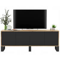 TV-SCHRANK Apollo2 Eiche wotan Schwarz Matt mit Metallbeinen 150/53/35 cm - Schwarz, Holzwerkstoff/Metall (150/53/35cm) - Meble Lindner