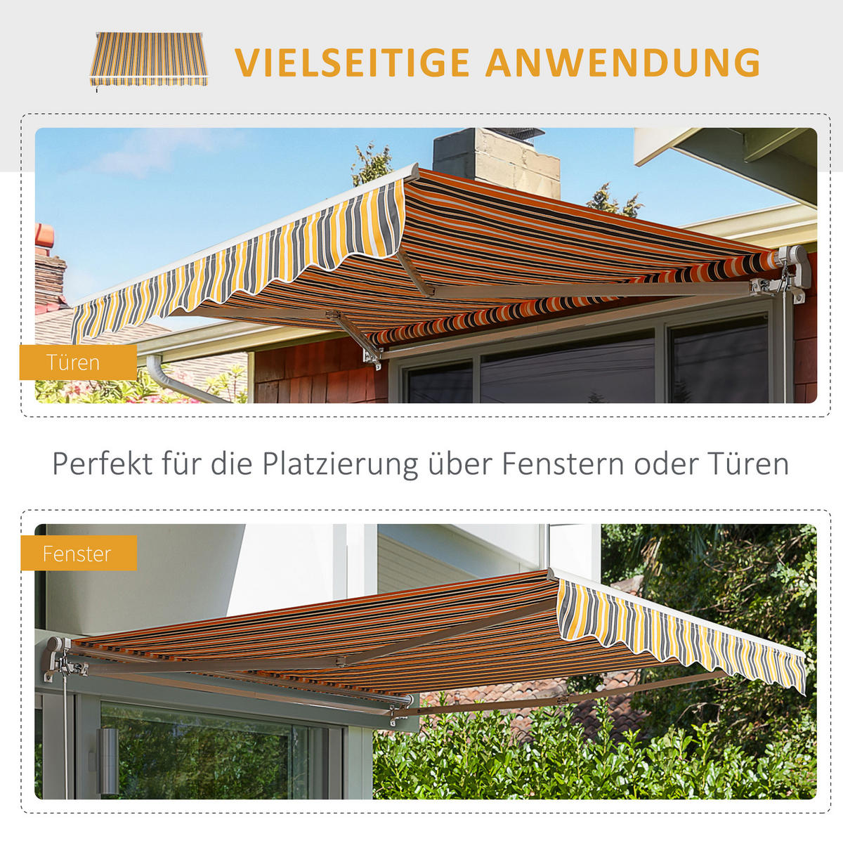 MARKISE Alu+Polyester Gelb+Grau - Gelb/Grau, Kunststoff/Metall (245/2/295cm) - Outsunny